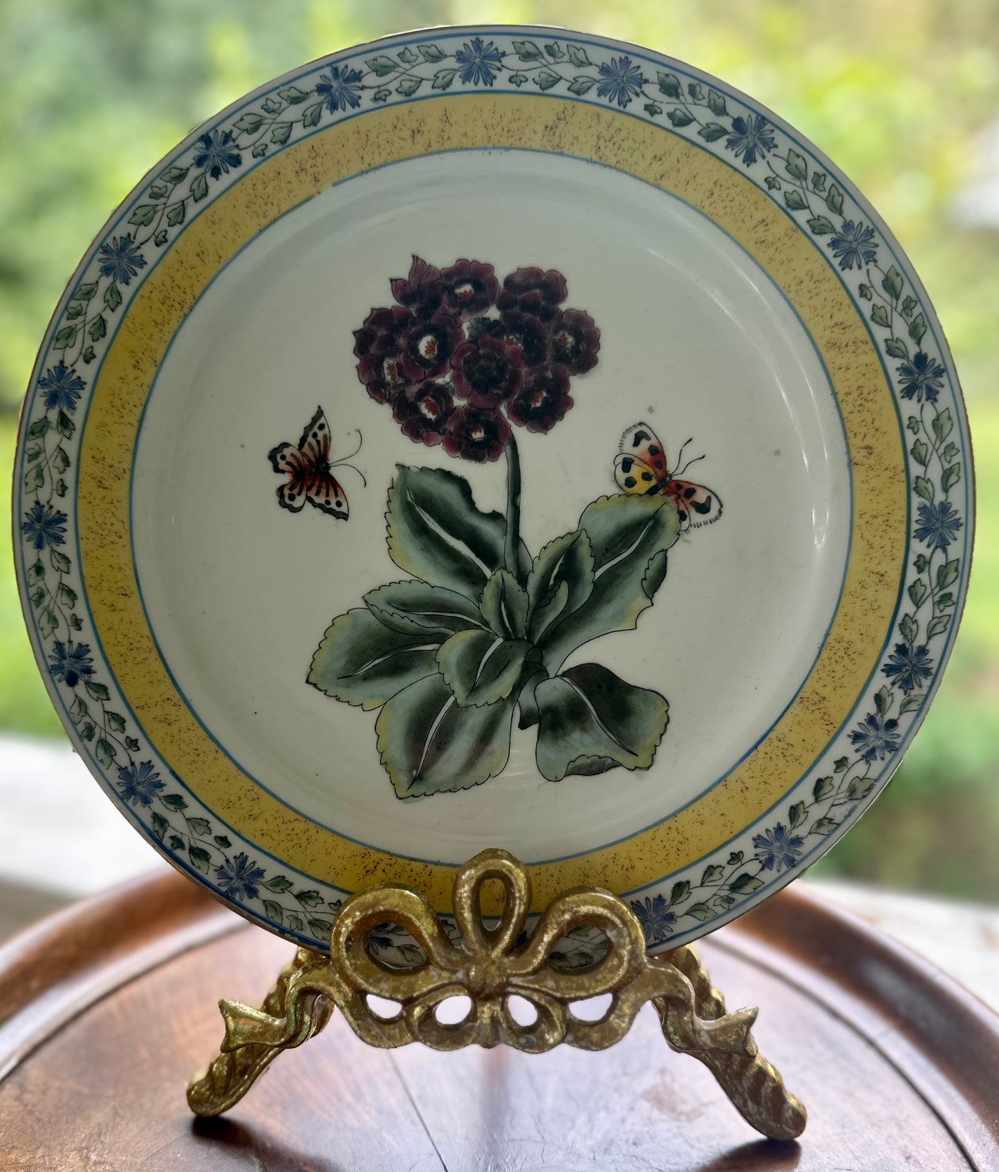 Set of 3 oriental accents floral butterfly plates
