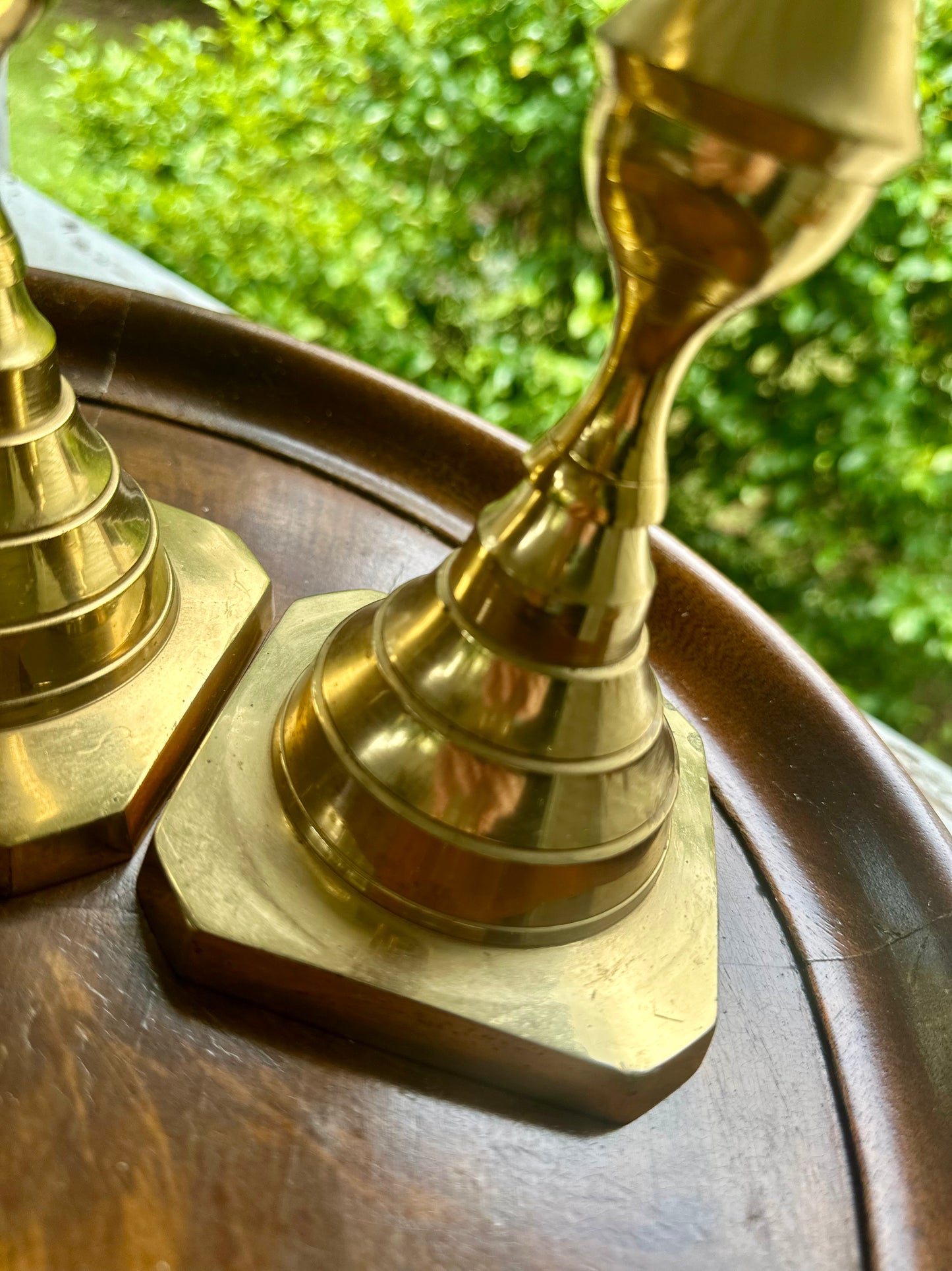 Set of tall brass candlesticks
