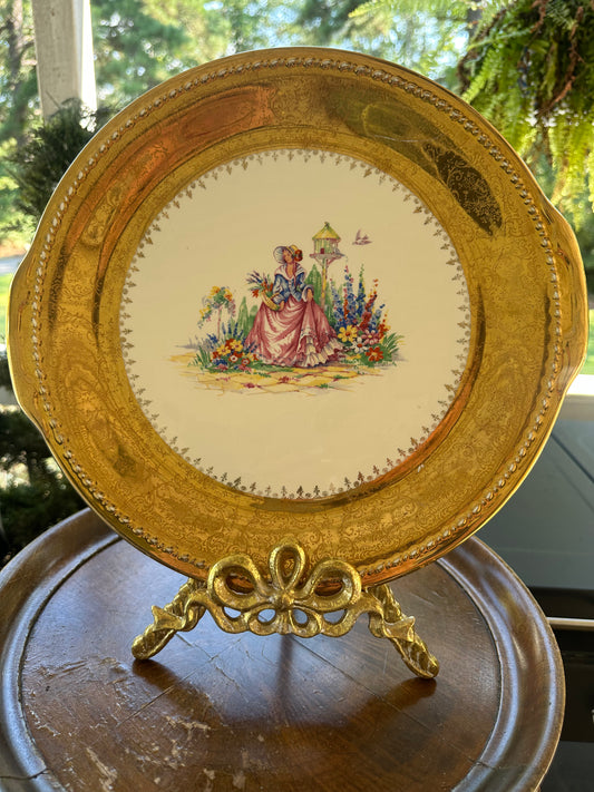 7 piece set “Lady in the garden” (22k gold rimmed)