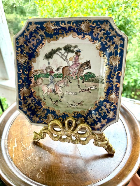 Vintage Equestrian hunt scene plate